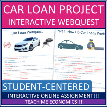 Preview of Car Loan Project Personal Finance Literacy Economics Webquest Google Slides