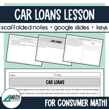 Preview of Car Loans Lesson with Google Slides