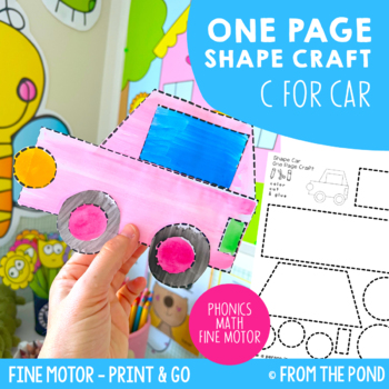 Preview of Car Math Craft for 2D Shapes with Activities