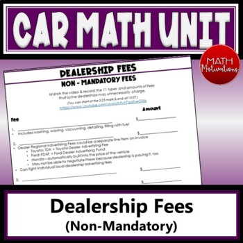 Preview of Car Math: Non-Mandatory Dealership Fees