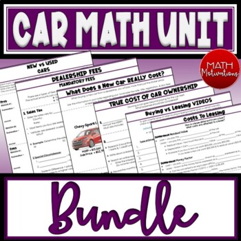 Preview of Car Math Unit Bundle