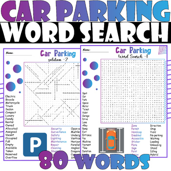 Car Parking Word Search Puzzle Car Parking Word Search Challenge