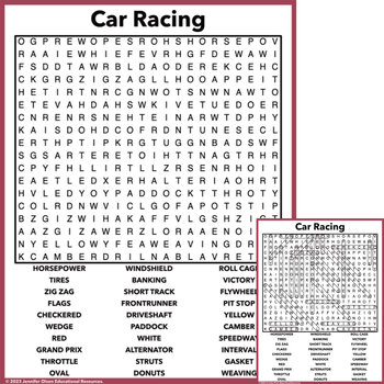 Preview of Car Racing Word Search