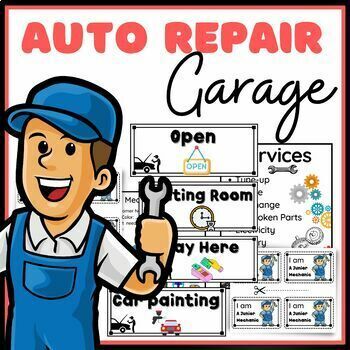 Preview of Car Repair Shop Dramatic Play Pretend Play Mechanic Garage