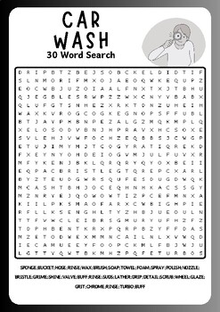 Car Wash Word Search Puzzle Worksheet Activities Brain Games TPT