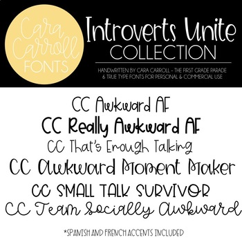 Preview of Cara Carroll Fonts: Introverts Unite Collection