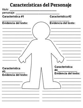 Preview of Caracteristicas del Personaje - Character Analysis -- Spanish