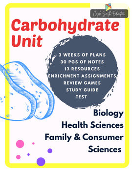 Preview of Carbohydrate Bundle- Games, Notes, Study Guide, Test & TONS MORE!