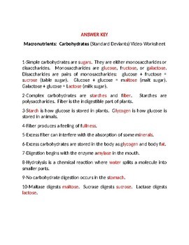 Carbohydrates-Standard Deviants Video Worksheet / BIOCHEMISTRY