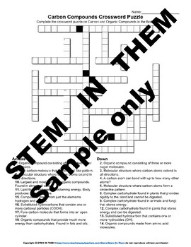 Carbon Compounds Crossword Puzzle :Digital by STEM IN THEM TpT