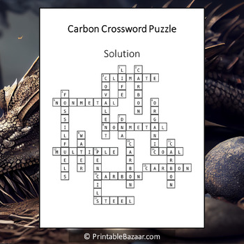 Carbon Crossword Puzzle Worksheet Activity by Crossword Corner TPT