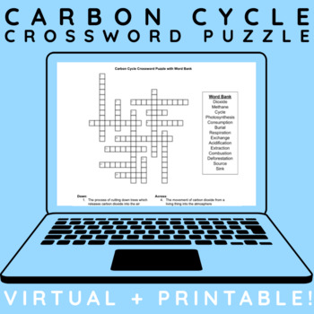 Carbon Cycle Crossword Puzzle (Virtual   Printable) by EnvironmentLA