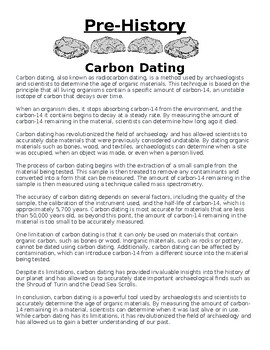 Preview of Carbon Dating Article & Questions (WORD)