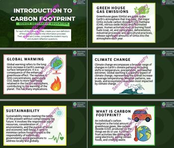 Preview of Carbon Footprint & Climate Change - Concept Cards, Slides Presentation