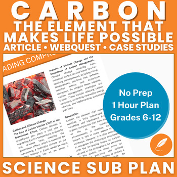 Preview of Carbon: Periodic Table Element (NO PREP) Chemistry Science Sub Activities++
