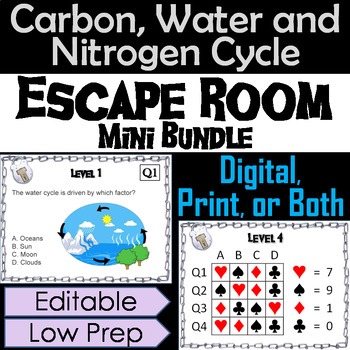 Preview of Carbon, Water & Nitrogen Cycle Activity: Earth Science Escape Room Breakout Game