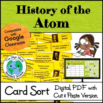 Preview of Card Sort Activity - History of the Atom with Digital and Cut & Paste Version