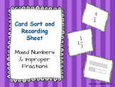 Card Sort Mixed Numbers, Improper Fractions and Models TEK 5.2B