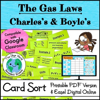 Preview of Card Sort Activity - The Gas Laws - Charles's and Boyle's Laws w Easel Digital
