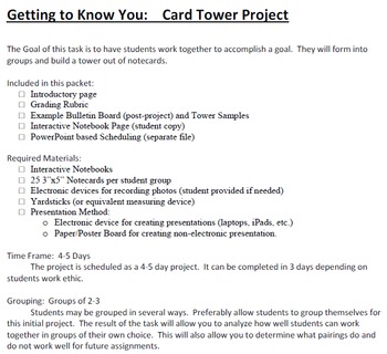 Preview of Card Tower Getting to Know You Project