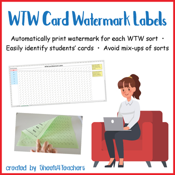 Preview of Card Watermark Labels for Words Their Way