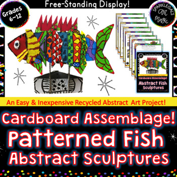 Preview of 3-D Recycled Art: Cardboard Painted Fish Sculptures Middle School Art Project