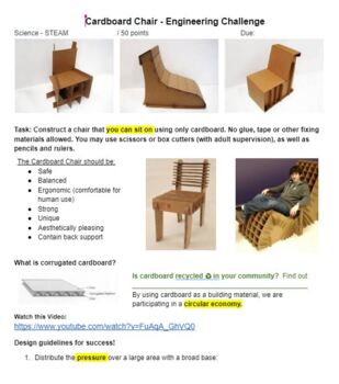 Preview of Cardboard Chair Engineering STEM Challenge (Distance Learning)