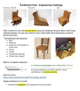 Preview of Cardboard Chair Engineering STEM Project (Distance Learning)