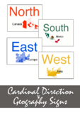 Cardinal Direction and Geography Signs for Classroom, Gym 