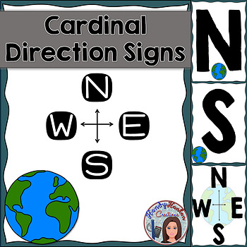 Preview of Cardinal Directions Geography Signs Blue