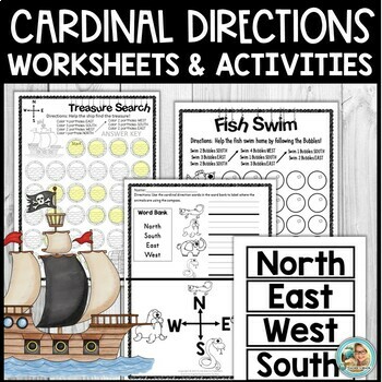 Preview of Cardinal Directions Activities and Worksheets for Kindergarten and 1st