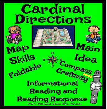Preview of Cardinal Directions Map Skills Informational Text craftivity Foldable Reading