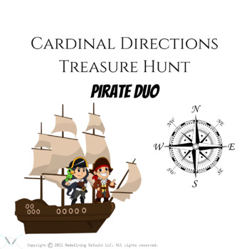 Preview of Cardinal Directions: Pirate Duo Educational Treasure Hunt