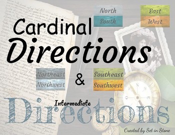 Preview of Cardinal Directions and Intermediate Directions Room Labels Vintage Theme