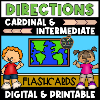 Preview of Cardinal & Intermediate Directions Flashcards & Activities Google Slides™ | PPT