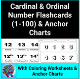 Cardinal and Ordinal Number Flashcards/Labels (1-100) & Nu