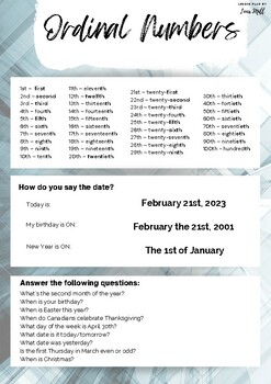 Ordinal Numbers - english in 2023