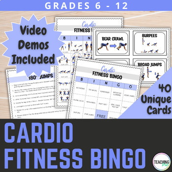 Preview of Cardio Fitness Bingo Game with Exercise Video Demos | Physical Education