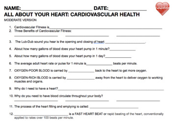 Preview of Cardiovascular Heart Health Notes - three versions: Advanced, Mod, & Beginner