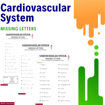 Preview of Cardiovascular System Missing Letter Worksheet: Fun and Educational Activities