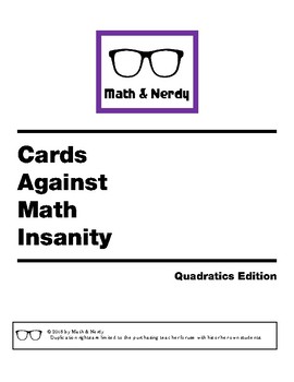 Preview of Cards Against Math Insanity - Quadratics