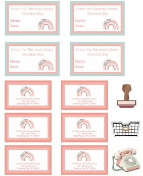 Preview of Cards & Slips for Library Dramatic Play (Under the rainbow)