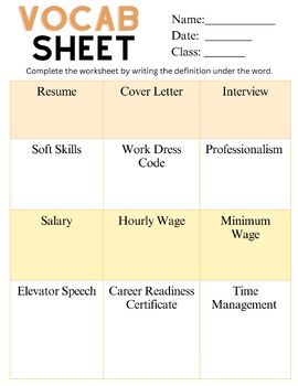 Preview of Career 101 Flashcards and Resume outline with Example Template. Printable 