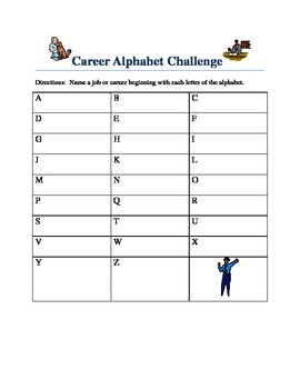 Preview of Career Alphabet Challenge