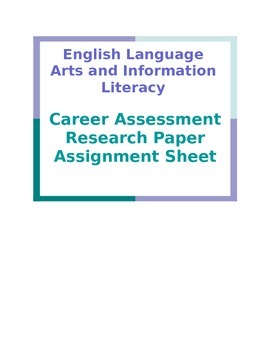 Preview of Career Assessment Research Paper Assignment Sheet