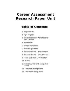 Preview of Career Assessment Research Paper Unit