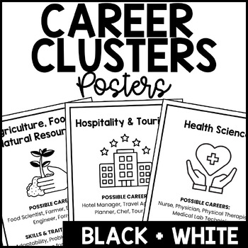 Preview of Career Cluster Exploration Posters - With Optional Energy Cluster - Black&White