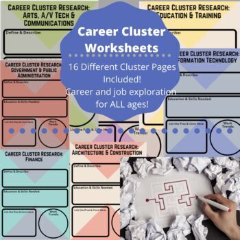 Preview of Career Cluster Worksheets | 16 Clusters | Online READY!!! | Research Activity