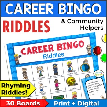 Preview of Career Day Activities Bingo Riddles Game Community Helpers Activities