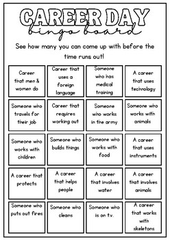 Preview of Career Day Bingo